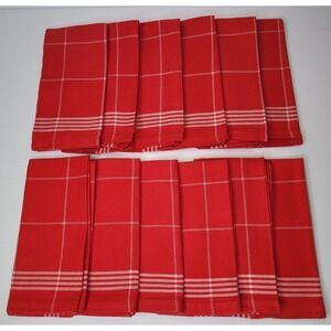 12 Williams Sonoma Portugal 100% Cotton Red & White Stripe Napkins Old Stock